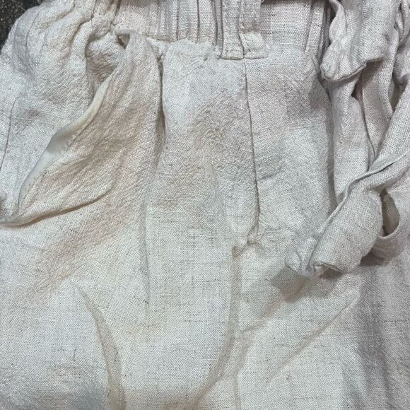 NASTY GAL PAPERBAG TIE WAIST LINEN SHORTS BEIGE SIZE SMALL - Picture 6 of 8